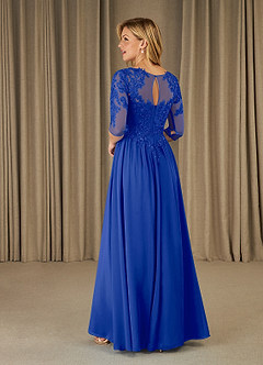 Azazie Mirielle Mother of the Bride Dresses Royal Blue A-Line Scoop Lace Chiffon Dress image4