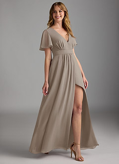 Azazie Zaniah Abiti da Damigella Abito A-Line in Chiffon Taupe image3
