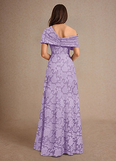 Azazie Milton Mother of the Bride Dresses Lilac A-Line Pleated Floral Burnout Dress image2
