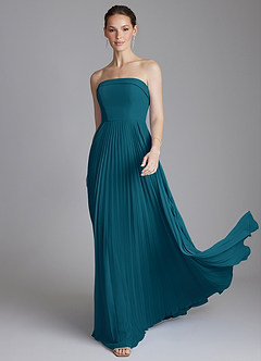 Azazie Mariana Bridesmaid Dresses Ink Blue A-Line Strapless Chiffon Dress image1