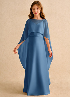 Azazie Fishie Girls Formal Blumenmädchenkleider A-Linie Matte Satin Kleid Zwielichtviolett image5