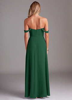 Azazie Aaron Final Sale Dark Green A-Line Off the Shoulder Chiffon Convertible Dress image3