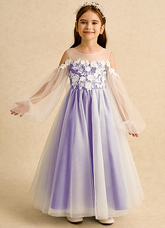 Azazie Zimi Abiti da Ragazza di Fiori Abito Principessa in Tulle Scollo a Cuore Tahiti image2