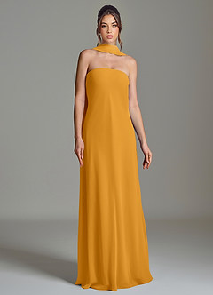 Azazie Ilana Bridesmaid Dresses Butterscotch A-Line Strapless Chiffon Dress image4