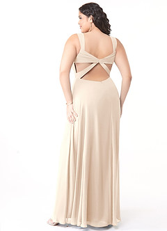 Azazie Nahrin Bridesmaid Dresses White Alabaster A-Line V-Neck Pleated Chiffon Dress image10