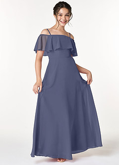Azazie Maggie Junior Stormy A-Line Off the Shoulder Chiffon Dress image1