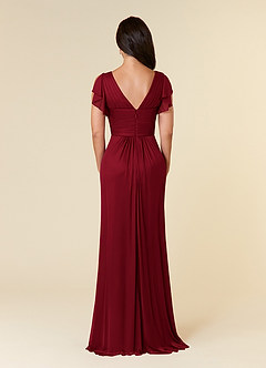 Azazie Reneya Mother of the Bride Dresses Burgundy A-Line Pleated Mesh Dress image4