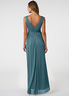 Azazie Tanicia Bridesmaid Dresses Bermuda A-Line V-Neck Pleated Mesh Dress image2