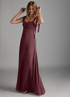 Azazie Lizet Brautjungfernkleider A-Linie Herzausschnitt Chiffon Kleid Sangria image1