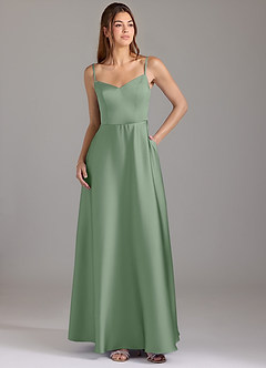 Azazie Marley Brautjungfernkleider Wandelbar A-Linie Schulterfrei Stretch-Satin Kleid Matcha image3