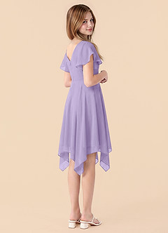Azazie Janeaurelia Junior Robe Trapèze en Mousseline de soie Plissé Lilas image2