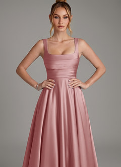 Azazie Azaria Bridesmaid Dresses Dusty Rose A-Line Corset Stretch Satin Dress image6