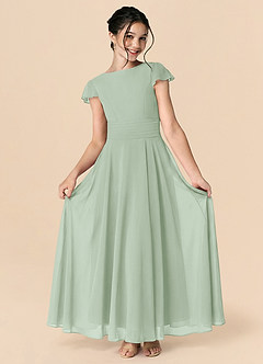 Azazie Payton A-Linie Schleifen Chiffon Kleid Agave image3