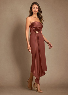 Azazie Dinanta Abiti per la Madre della Sposa Abito Colonna in Chiffon Plissettato Auburn image7