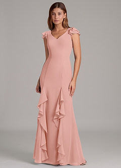 Azazie Nessa Bridesmaid Dresses Rosette A-Line Chiffon Dress image4