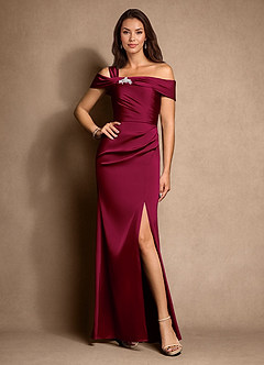 Azazie Altonia vestidos de madre de la novia Vestido de Borgoña de Satén Elástico de Sirena con Vestidos sin tirantes image1