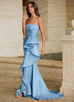 Liorah Azul Menta Vestido de fiesta sin tirantes image4