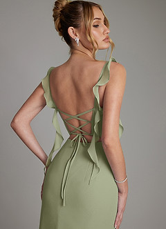 Azazie Jessamine Bridesmaid Dresses Pistachio Mermaid Corset Chiffon Dress image2