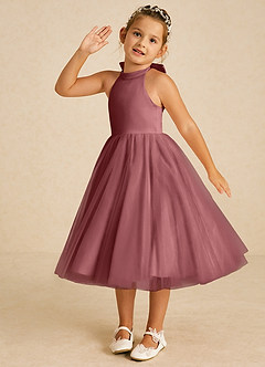 Azazie Dora Flower Girl Dresses Amethyst A-Line Bow Tulle Dress image2