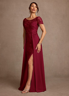 Azazie Alva Mother of the Bride Dresses Burgundy A-Line Lace Dress image5