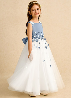 Azazie Eleni Sukienki dla dziewczynek sypiących kwiaty Suknia balowa Ukłon Tiul Długość kostki Sukienka image5