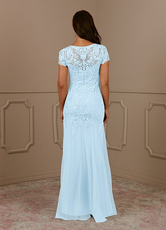 Azazie Laurie Mother of the Bride Dresses Sky Blue Mermaid Scoop Sequins Tulle Dress image6