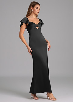 Azazie Demia Bridesmaid Dresses Black Sheath Sweetheart Neckline Stretch Satin Dress image3