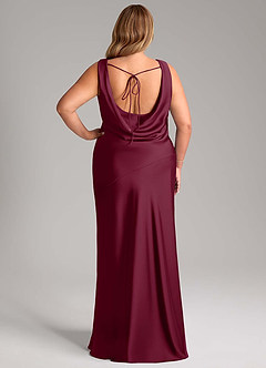 Azazie Rylina Bridesmaid Dresses Mulberry Mermaid Stretch Satin Dress image8