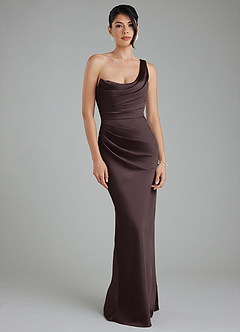 Azazie Sabrina Bridesmaid Dresses Chocolate Plum Mermaid Corset Stretch Satin Dress image6