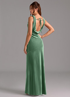 Azazie Rylina Bridesmaid Dresses Eucalyptus Mermaid Bow Velvet Dress image6