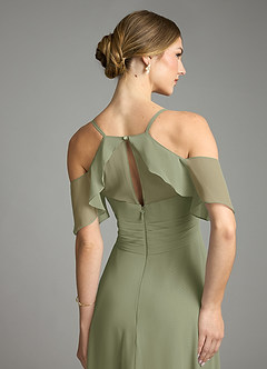 Azazie Dakota Bridesmaid Dresses Pistachio A-Line V-Neck Pleated Chiffon Dress image6