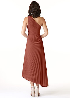 Azazie Kirra Jurken voor bruidsmeisjes Jurk van Chiffon met A-Lijn One-Shoulder Kastanjebruin image2