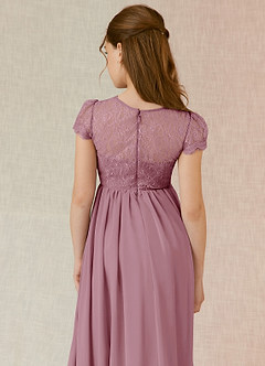Azazie Delevingne A-Line Lace Chiffon Floor-Length Junior Bridesmaid Dress image5