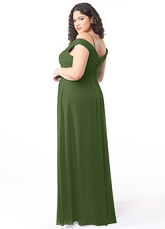 Azazie Audrianna Bridesmaid Dresses Olive A-Line Off-The-Shoulder Gathered Chiffon Convertible Dress image10