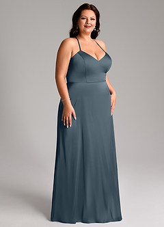 Azazie Mei Bridesmaid Dresses Twilight A-Line V-Neck Stretch Satin Dress image10