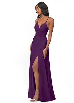 Azazie Everleigh Bridesmaid Dresses Grape A-Line Sweetheart Pleated Chiffon Dress image5