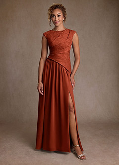 Azazie Kalleen Moeder van de bruid jurken A-Lijn Jurk van Chiffon Geplooid Kastanjebruin image5