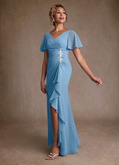 Azazie Suffolk Suknie dla Matki Panny Młodej Linia A Pofałdowany Szyfon Długość podłogi Sukienka image2