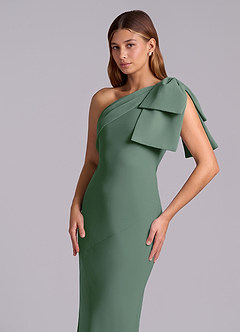 Azazie Yuanna Bridesmaid Dresses Eucalyptus Mermaid One Shoulder Chiffon Dress image7