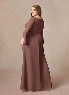 Azazie Belinda Mother of the Bride Dresses Espresso A-Line V-Neck Pleated Chiffon Dress image9