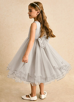 Azazie Lass Flower Girl Dresses Frost A-Line Bow Tulle Dress image3