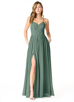Azazie Cora Bridesmaid Dresses Sea Moss A-Line Pleated Chiffon Dress image1