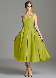 Azazie Amalie Bridesmaid Dresses Lemongrass A-Line Pleated Chiffon Dress image6