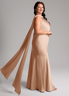 Azazie Kinsley Bridesmaid Dresses English Rose Mermaid Side Slit Stretch Satin Dress image9