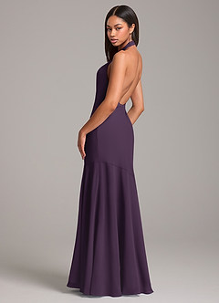 Azazie Lorena Brautjungfernkleider Meerjungfrau-Linie Plissee Chiffon Kleid Pflaume image6