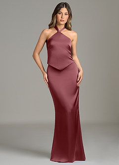Azazie Francesca Bridesmaid Dresses Desert Rose Sheath Stretch Satin Dress image1