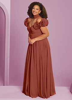 Barbie ♥ Azazie Bridesmaid Dresses Auburn A-Line Off the Shoulder Chiffon Convertible Dress image14