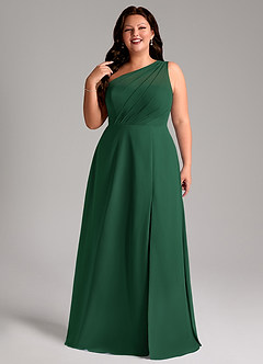 Azazie Phaedra Brautjungfernkleider A-Linie One-Shoulder Chiffon Kleid Dunkelgrün image13
