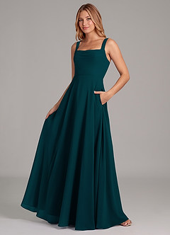 Azazie Shaude Bridesmaid Dresses Pine A-Line Pleated Chiffon Dress image4