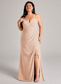 Azazie Maci Bridesmaid Dresses English Rose Sheath Pleated Chiffon Dress image8